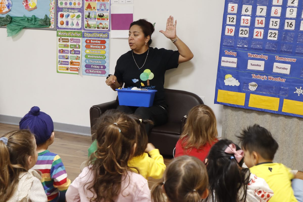 Teacher and children during circle time in a World of Wonder classroom